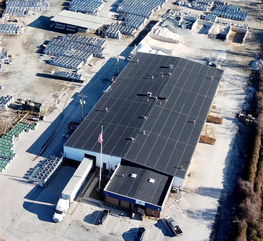 drone shot of north point warehouse