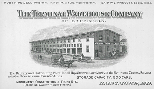 historical scrapbook photo of terminal warehouse company from the 1800s